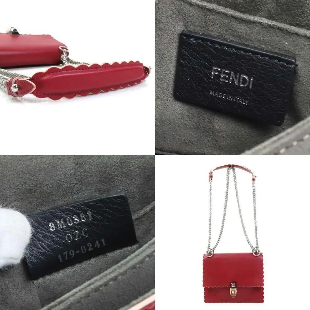 FENDI Red Leather Shoulder Bag